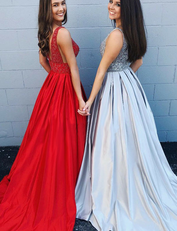 silver and red prom