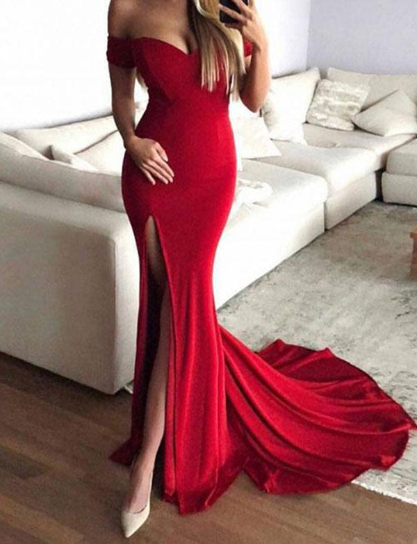 Fitted Mermaid Off-the-Shoulder Long 