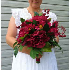 Peony Wildflower Bouquet Burgundy Diy Wedding Bouquet Package