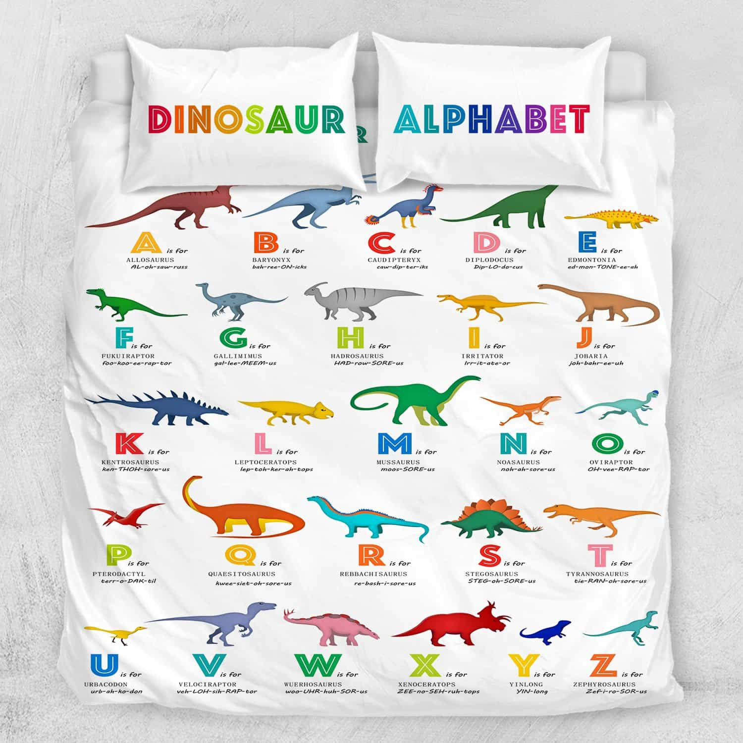 Abc Dinosaur S Quilt Cover Set Little Squiffy