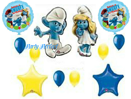 The Smurfs Balloon Bouquet with Solid Color Accent Balloons