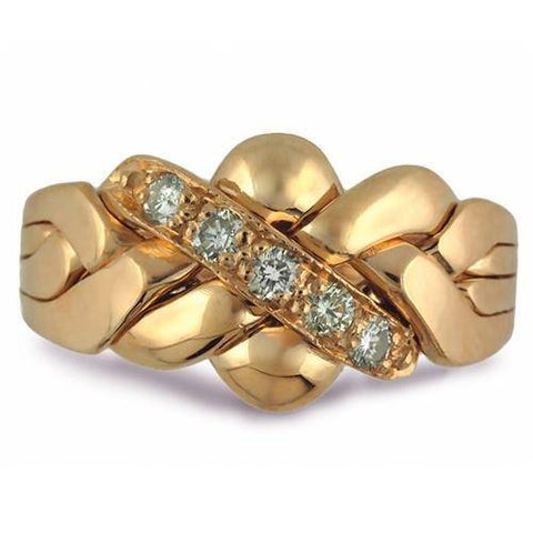 14K Gold 6 Band Diamond Puzzle Ring 6B141D