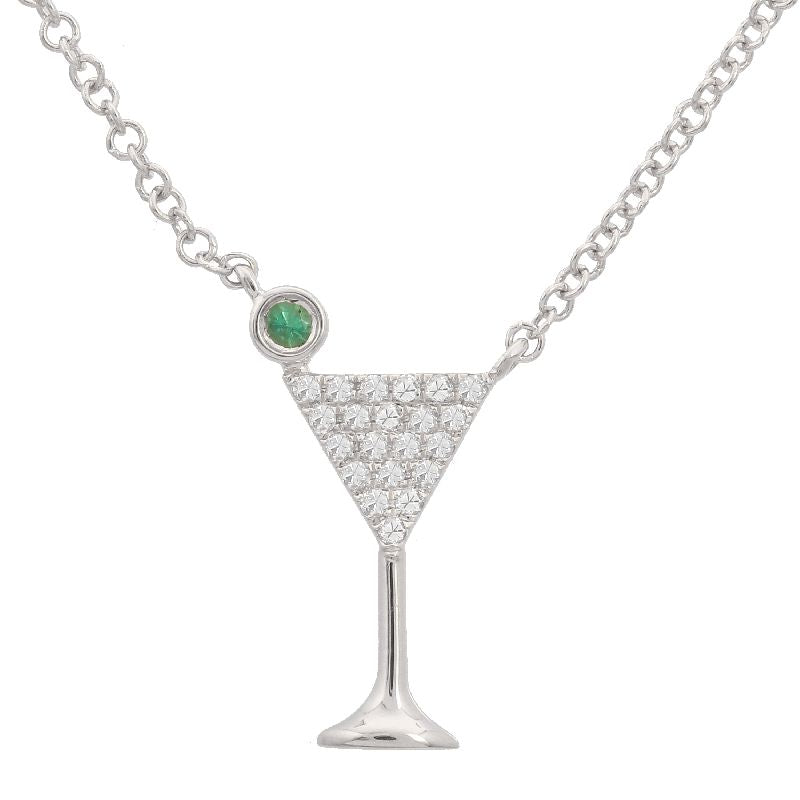 diamond martini glass necklace