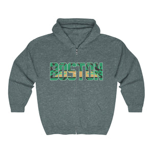 Unisex Outah-Wear Heavy Boston w/Green Court Full Zip Hooded Sweatshirt