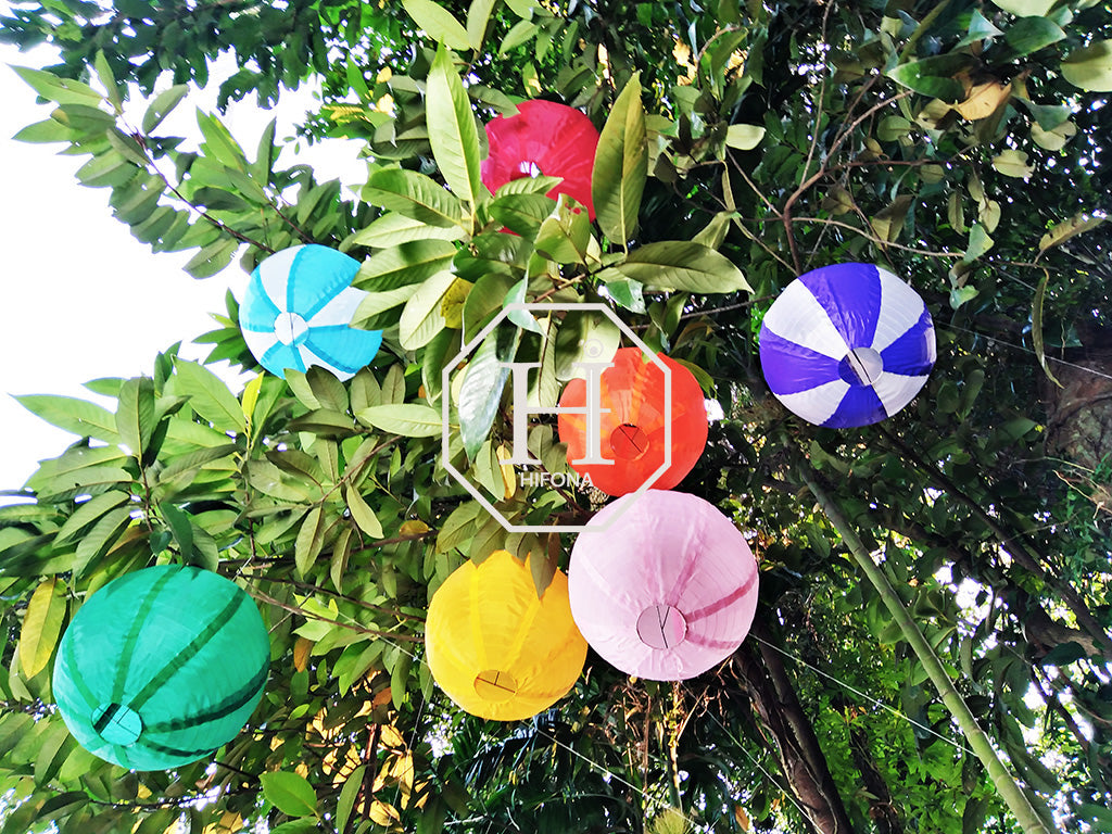 hifona round color fabric lanterns