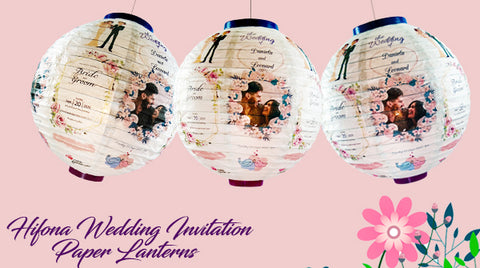 wedding invitation white paper lanterns