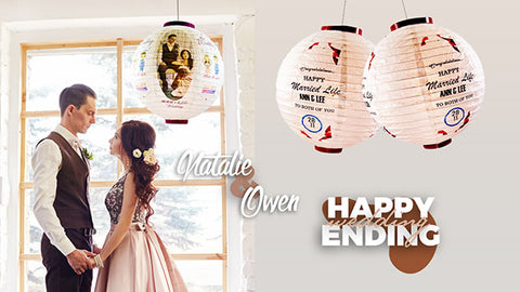Personalized imprinted Round paper lanterns for wedding themes