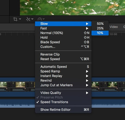 use slow motion on final cut pro 10.3.4