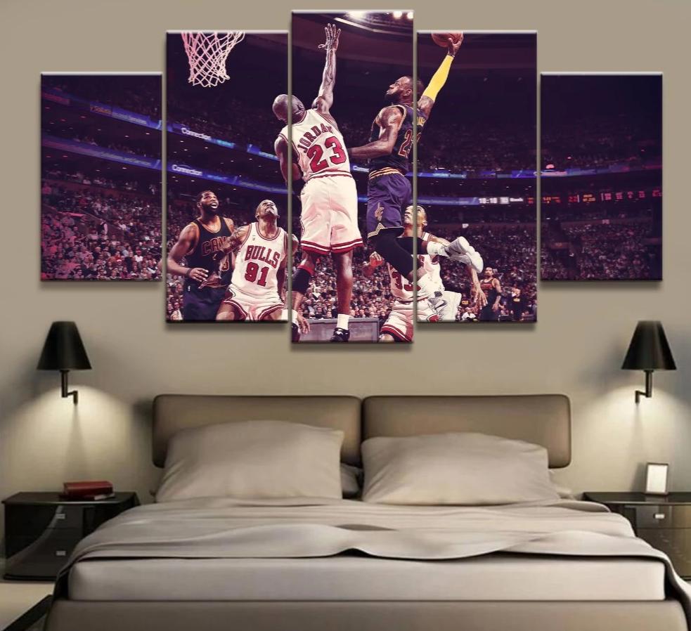 Michael Jordan And Lebron James Wall Art Canvas