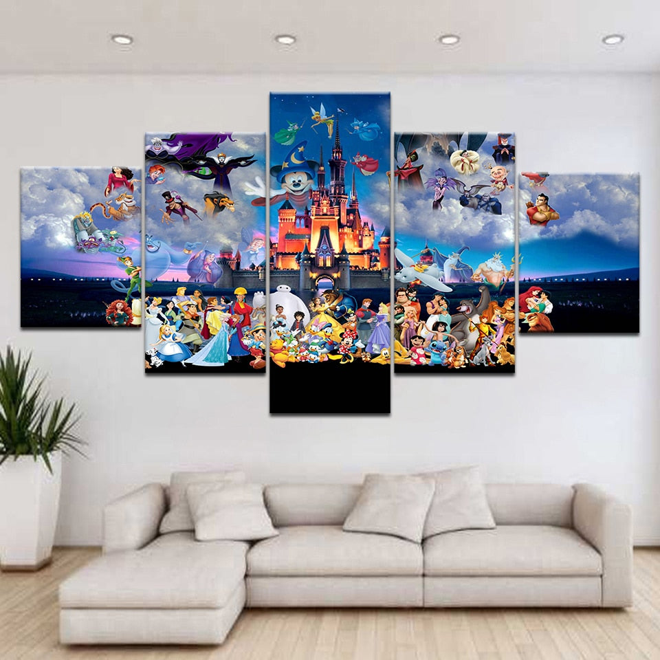 5 Piece Disney Characters Wall Art Canvas Modernluxeco Modern Luxe Co