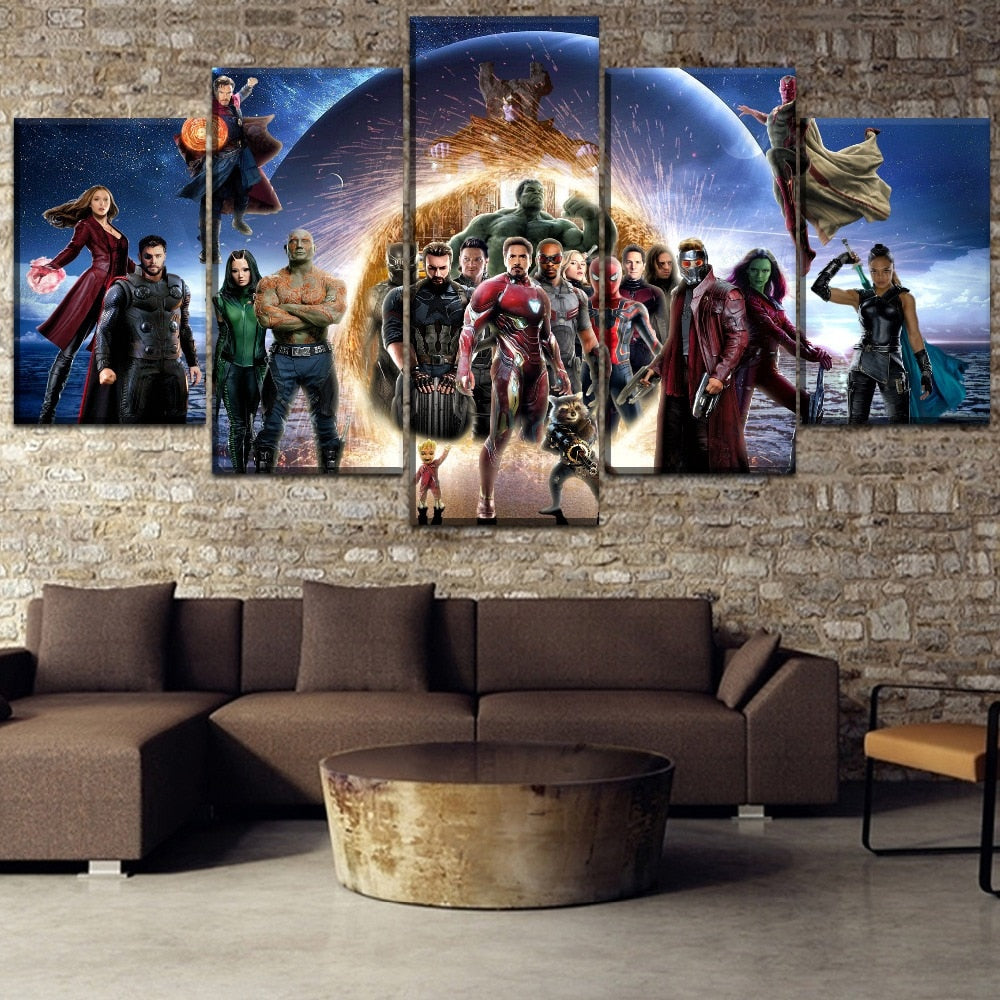 5 Piece Marvel Heroes Wall Art Canvas Modernluxeco Modern Luxe Co