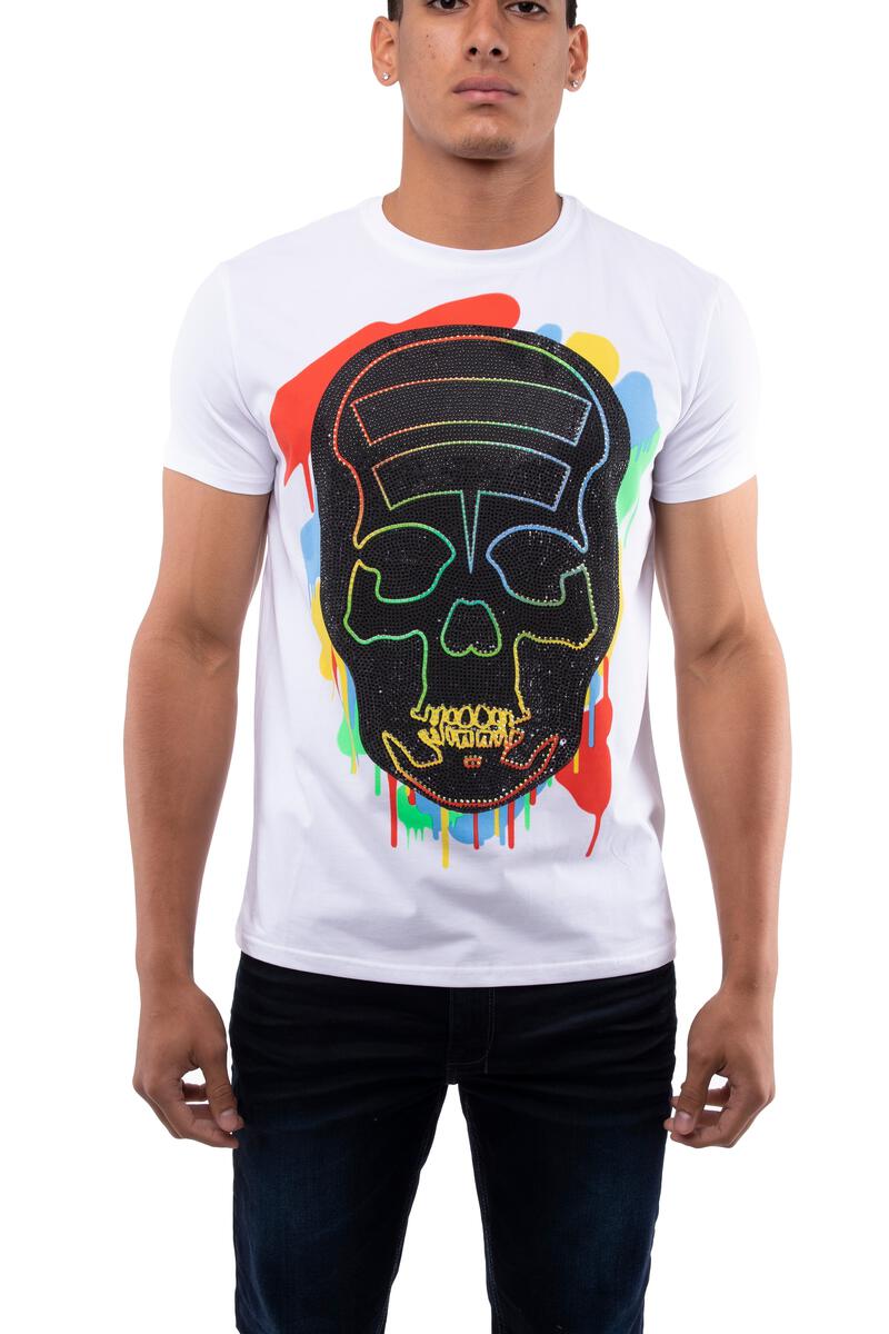 XRAY Skull Rhinestone Paint Drip Shirt (White) – The Shop 147