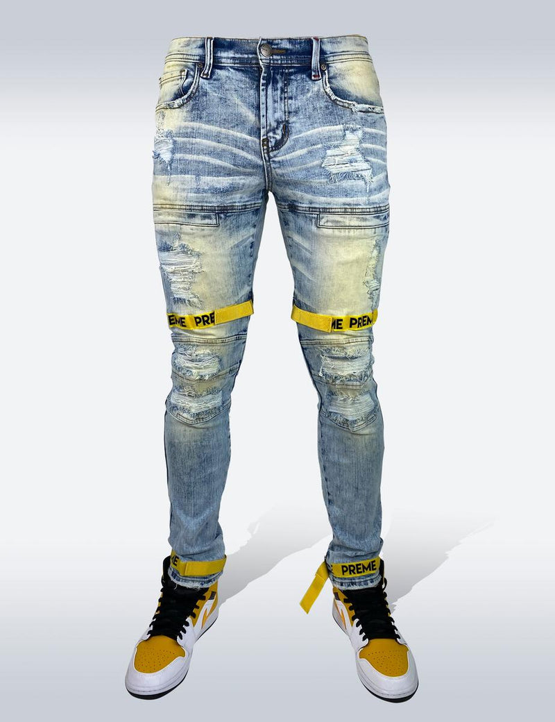 Preme Denim Strap Jeans (Desert Indigo)