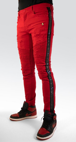 red stripe jeans