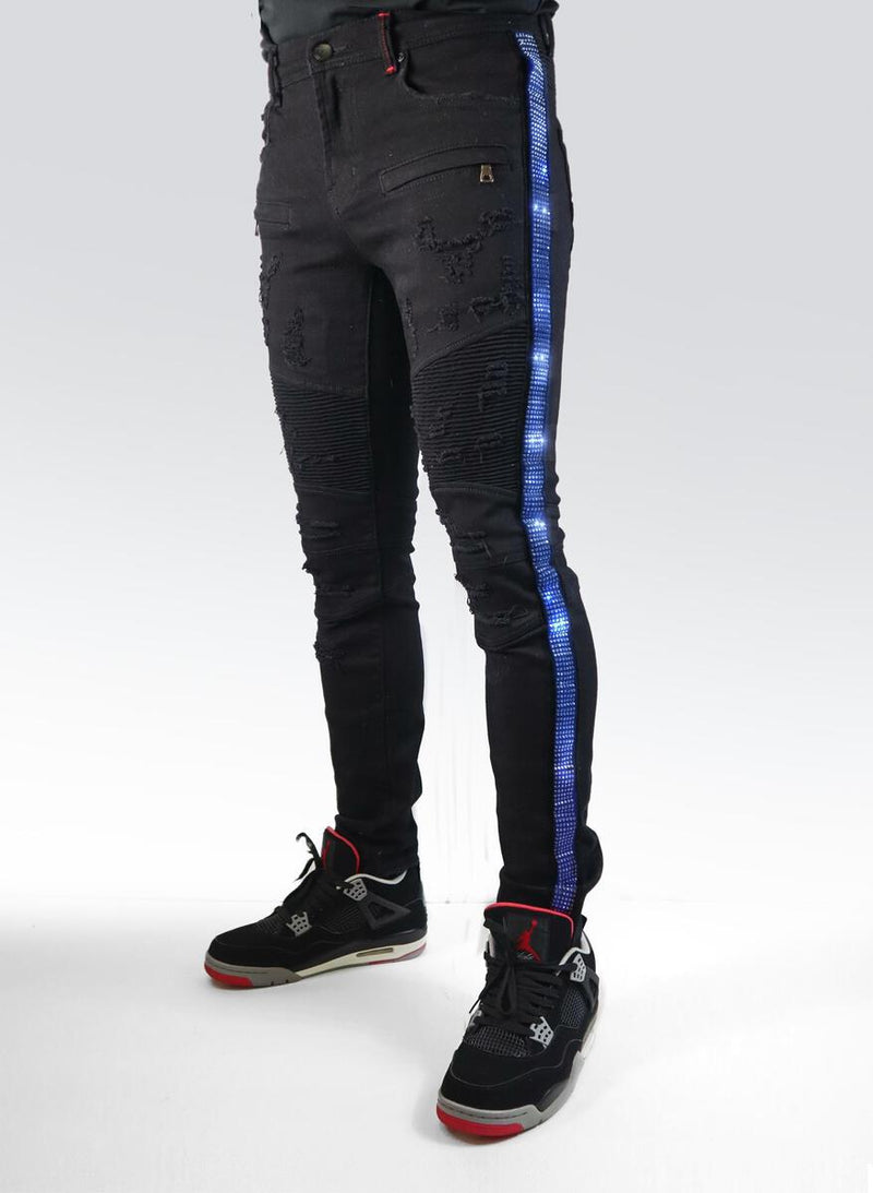 black jeans with stripe