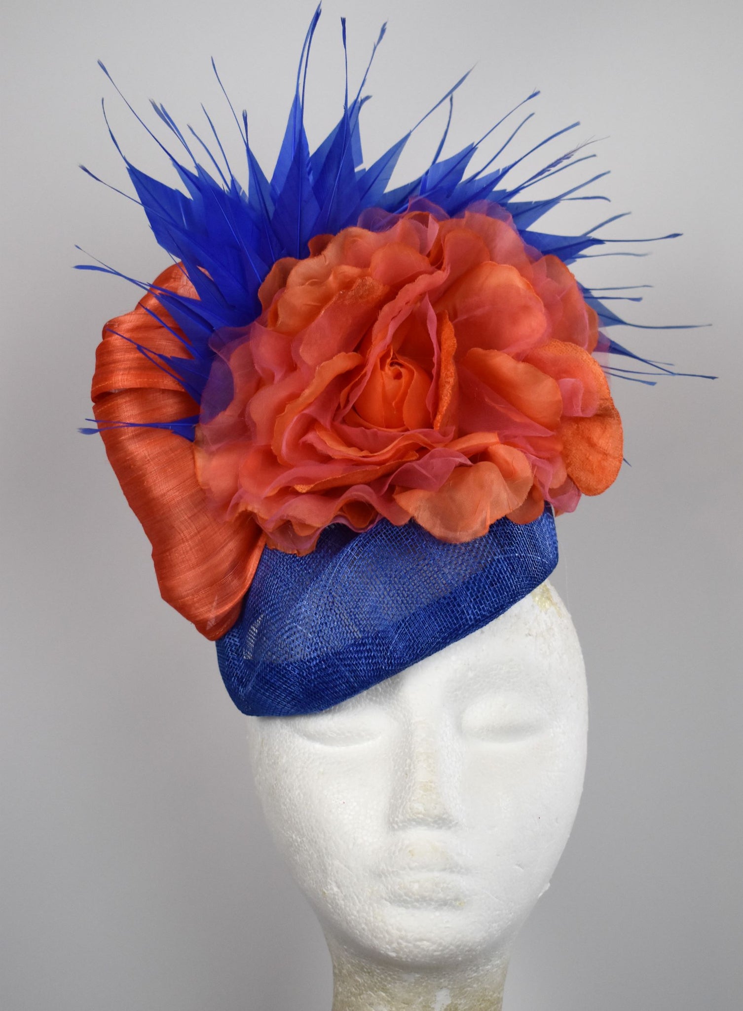 coral orange fascinator