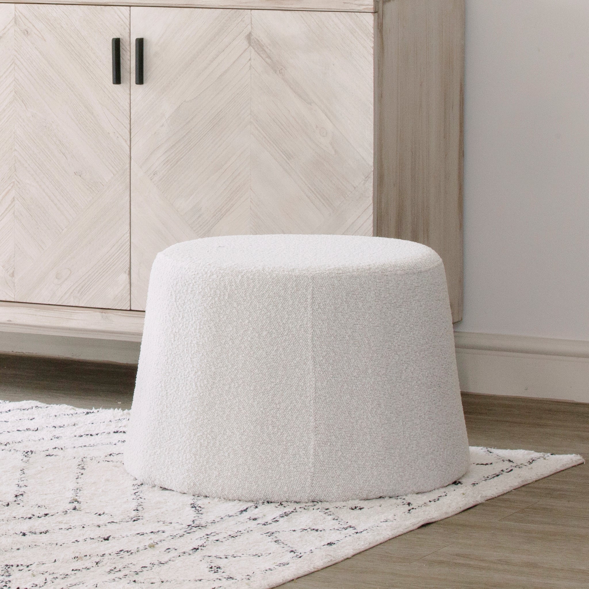 white boucle stool