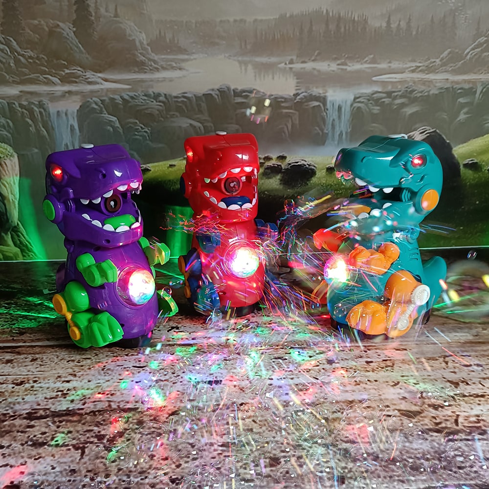 Kids Electric Dinosaur Bubble Machine Music Lighting Toys Bubble
