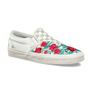 vans chaussures rose embroidery classic slip on