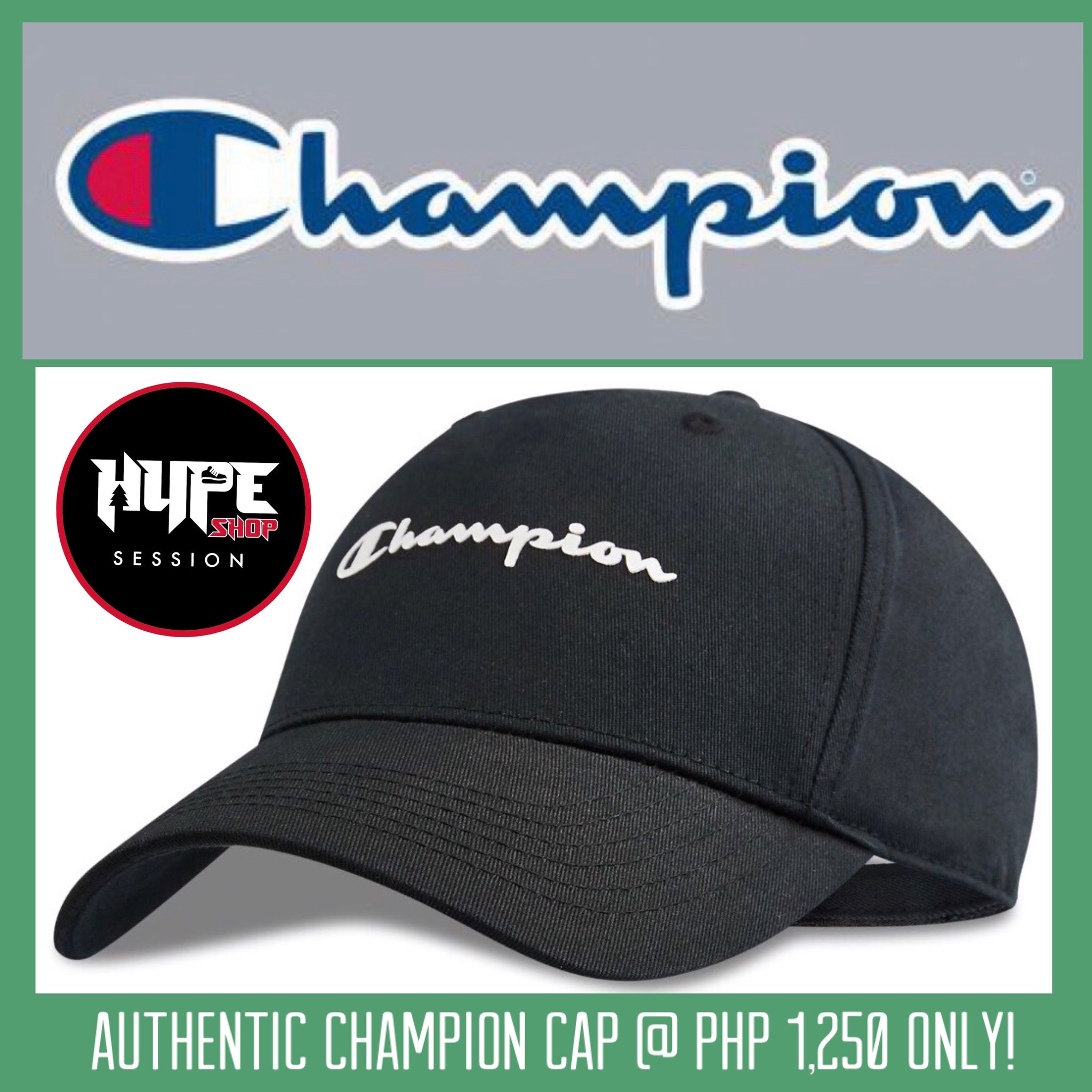 CHAMPION BLACK Basic logo cap – HYPE 