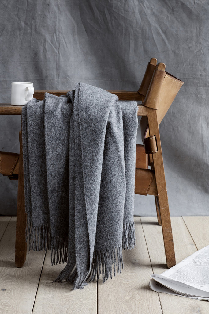 Elvang Denmark Classic Alpaca Wool Throw Blanket In Gray Olive Grove Interiors