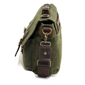 Niro 15″ Green Waxed Canvas Messenger Satchel Shoulder Weather Proof Laptop Bag-Bags-Boheme-Bristle by Melissa Simmonds