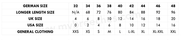 Size chart