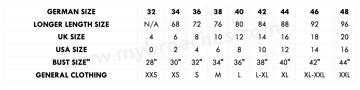 Pikeur Clothing Size Chart – My 