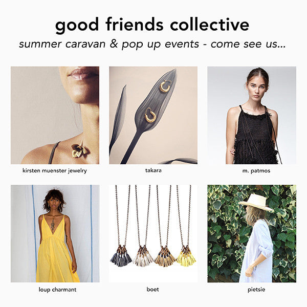 An 'Full Frontal Fashion' blog post promoting Kirsten Muenster Jewelry's 2017 summer caravan with Good Friends Collective pop-up event.