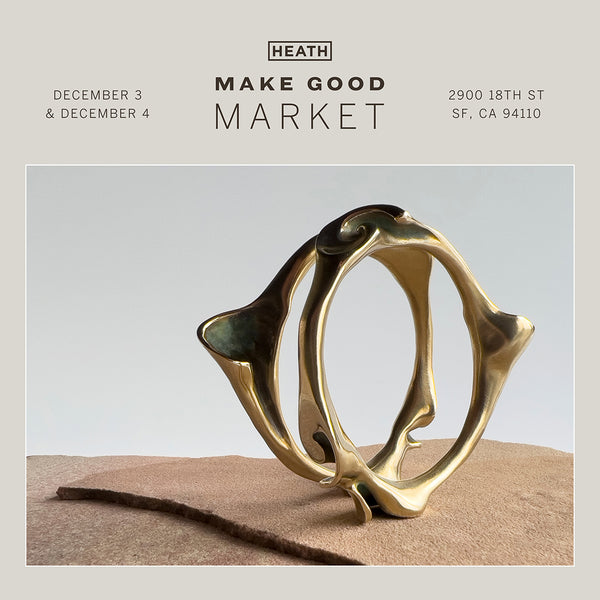 An image promoting Kirsten Muenster Jewelry's participation in the 2022 Heath Make Good Market.
