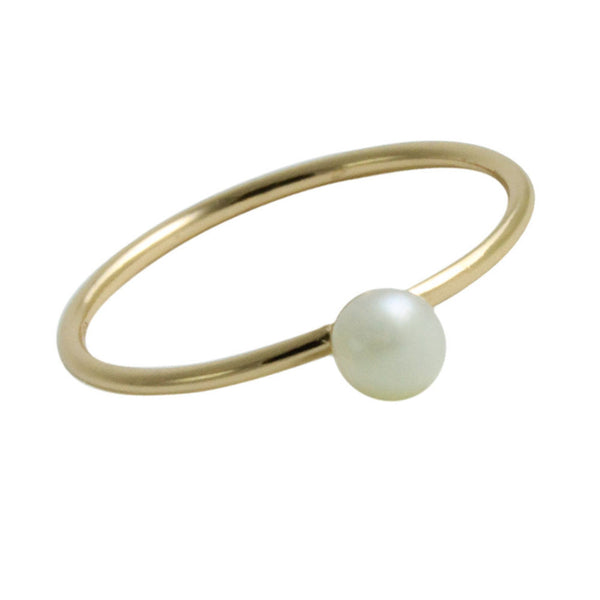 Goldtone Silver Small Pearl Band Ring Size 5 - 9 – apoptosisnyc.com