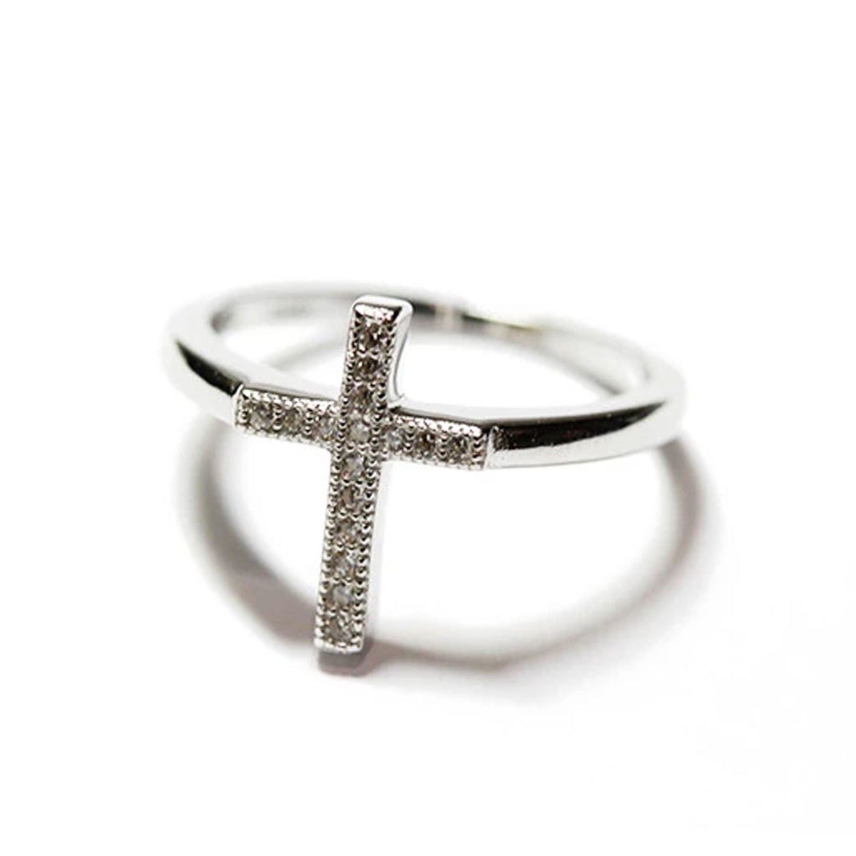 Sterling Silver CZ Christian Cross Ring Size 5 - 8 – apop ...