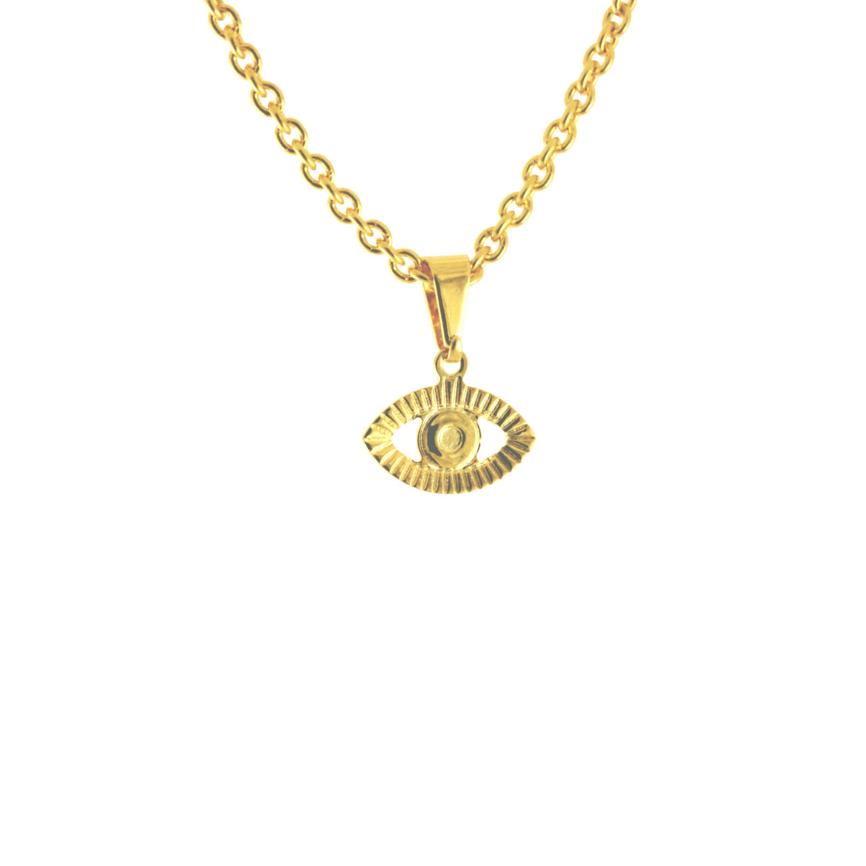 10mm evil eye charm - necklace 18kts gold plated – Raf Rossi Gold