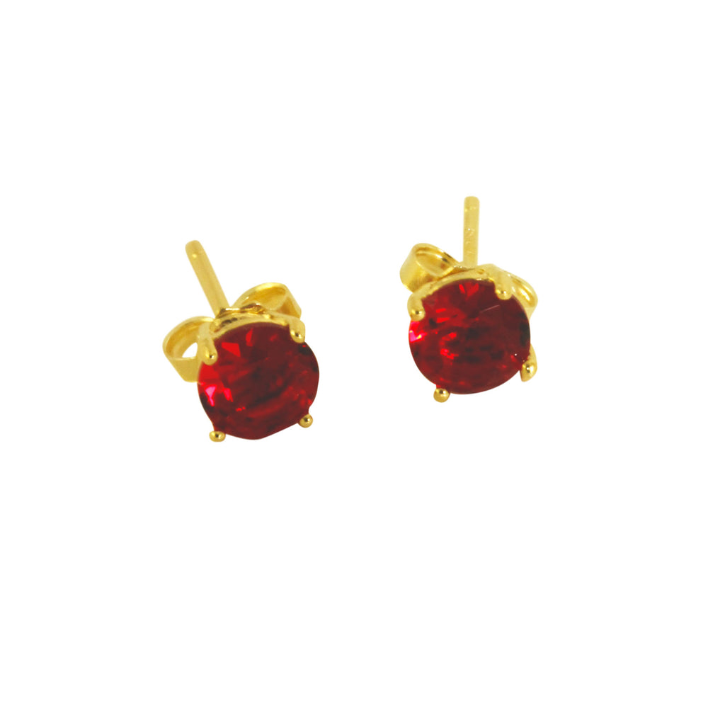 Gold-Dipped Garnet Stud Earrings 6mm 