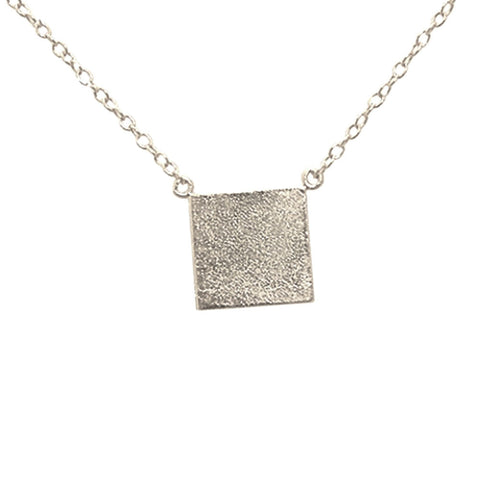 Sterling Silver Plain Square Pendant Necklace 16 inch - 17 inch ...