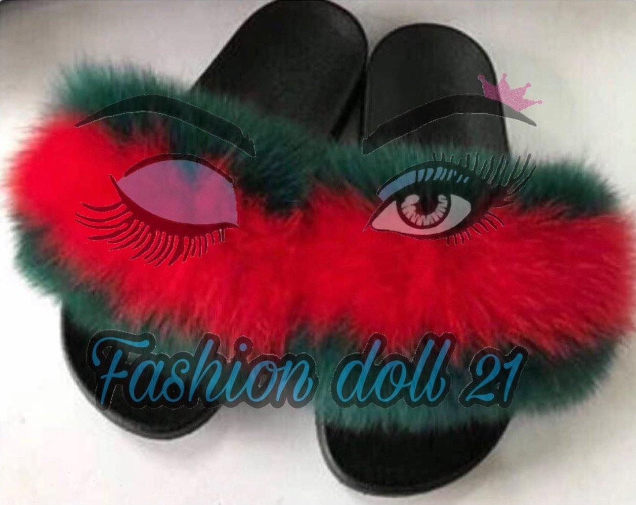 gucci inspired fur slides