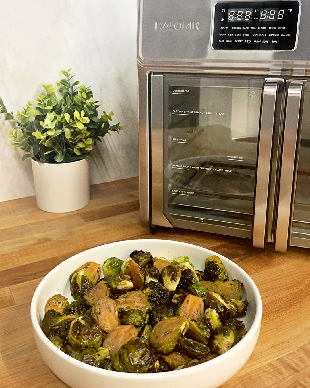 Balsamic Glazed Brussels Sprouts in the Kalorik MAXX Air Fryer Oven