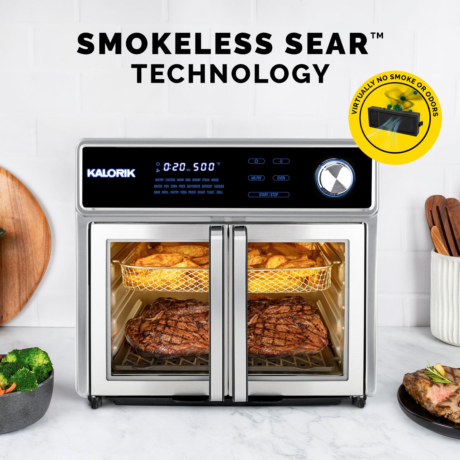 Cook Safe Kalorik MAXX® 26 Qt Digital Air Fryer Oven Grill  w/Stainless-Steel Interior