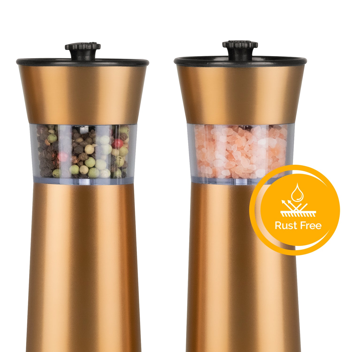 Kalorik® Rechargeable Gravity Salt and Pepper Grinder Set, Copper