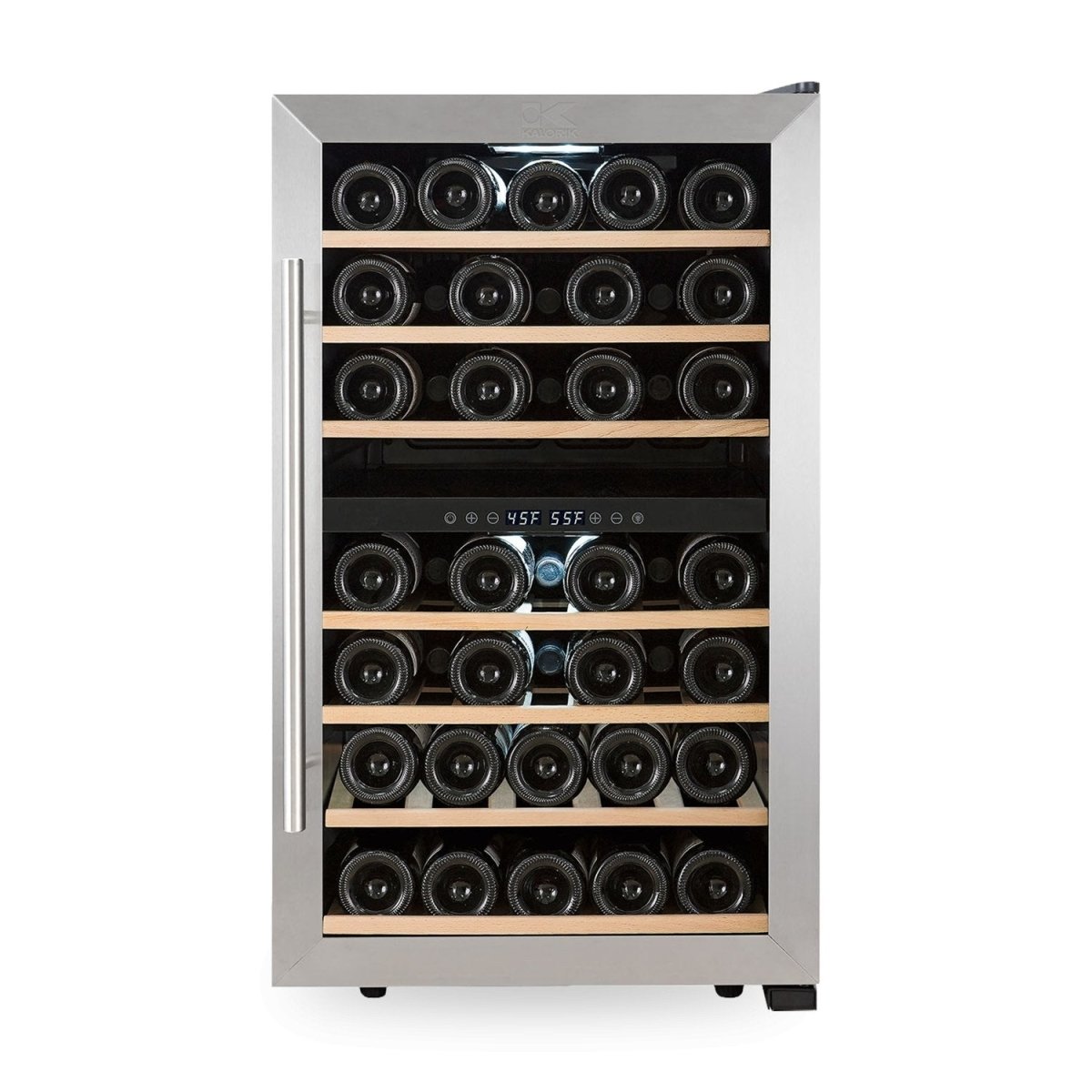 Image of Kalorik 43-Bottle Dual-Zone Compressor Wine Cellar, Stainless Steel