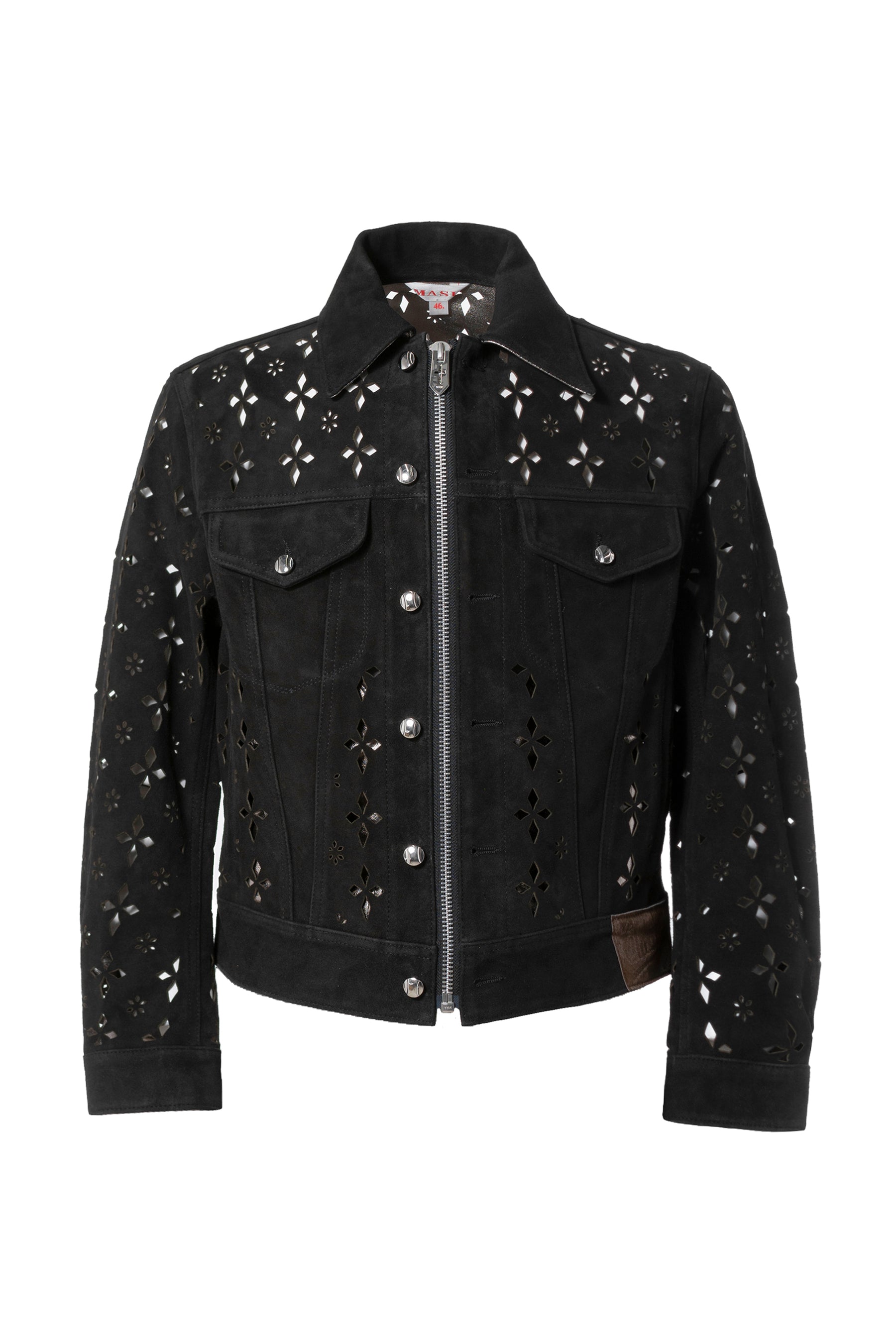 DIAMOND-CUT LEATHER JACKET / BLK