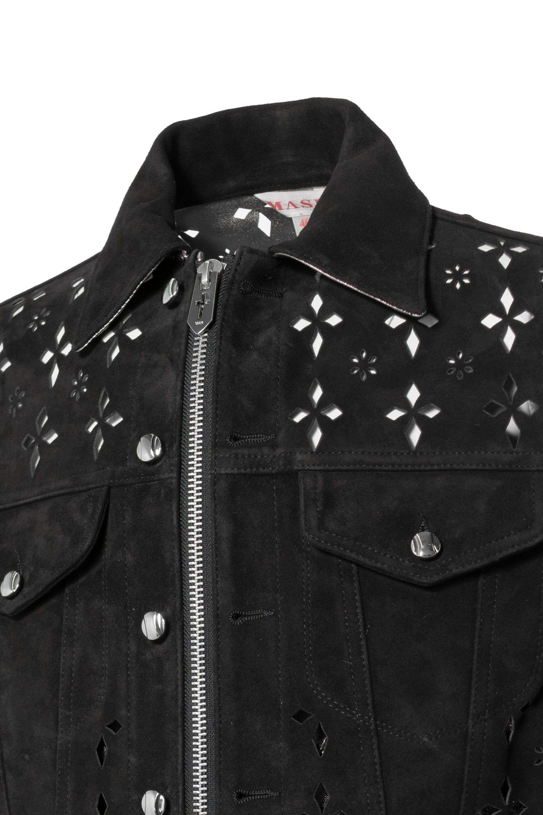 DIAMOND-CUT LEATHER JACKET / BLK