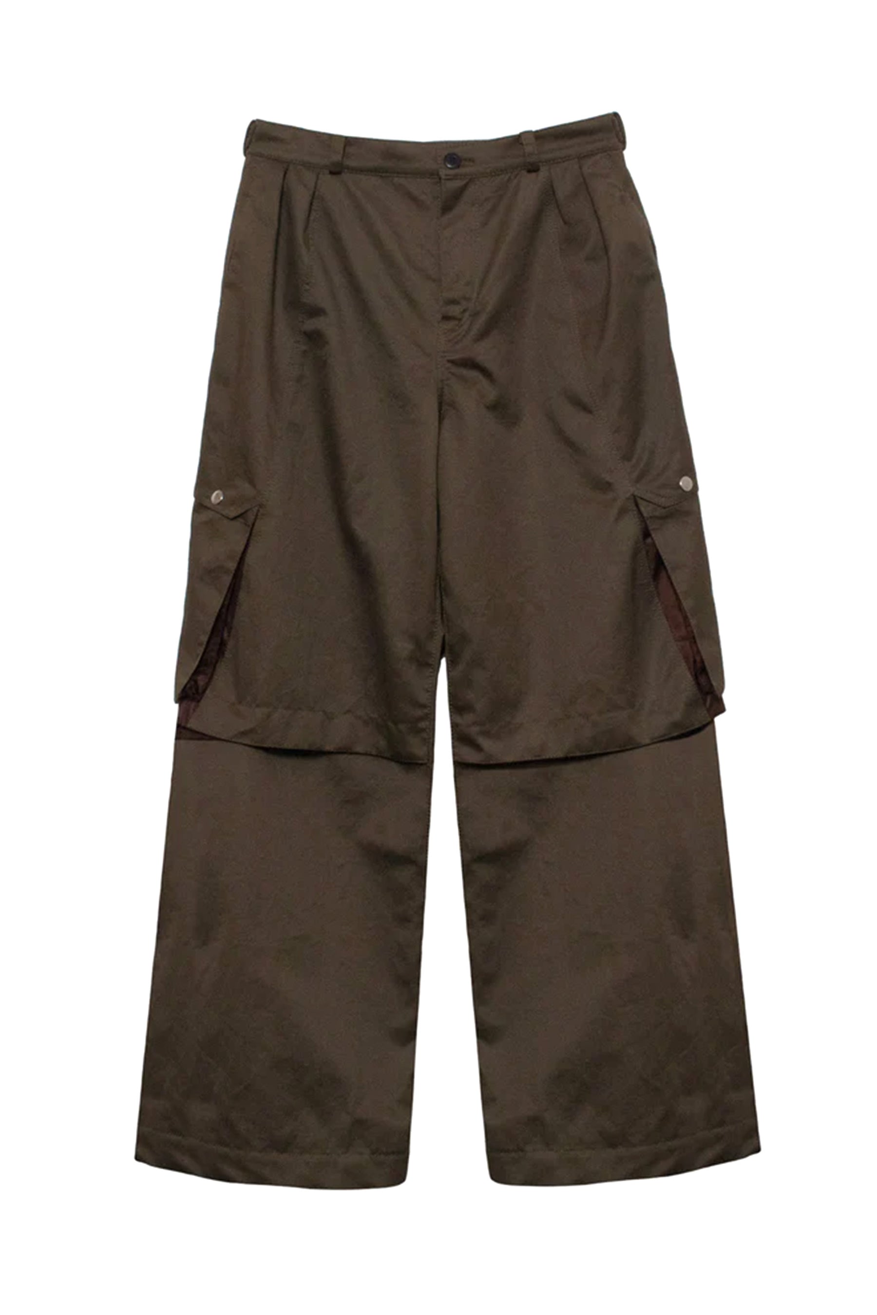 TAMME KNEE TUCK WIDE CARGO PANTS KHAKI wsmscamp.com