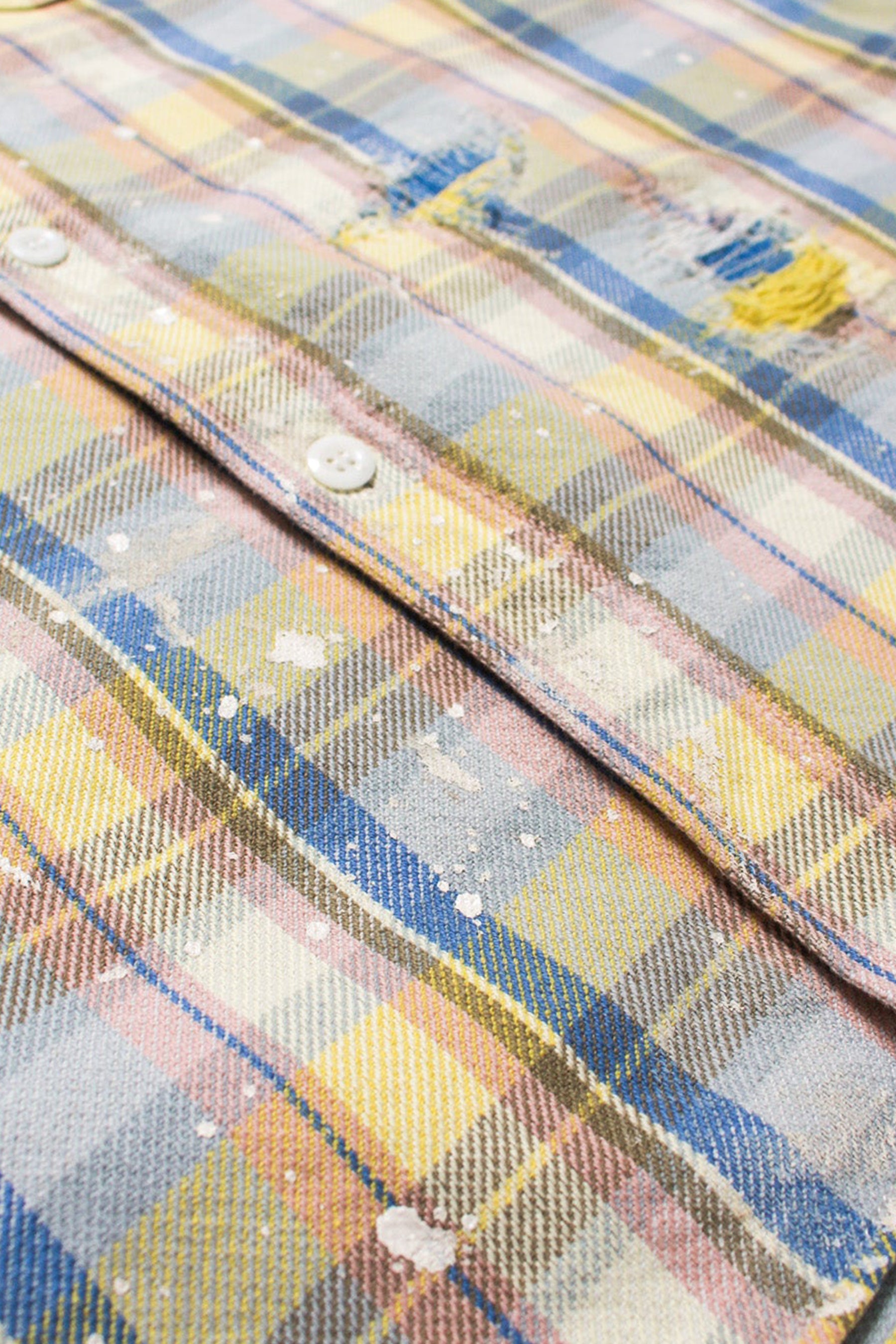 BOW WOW SS23 REPAIR FLANNEL SHIRTS DRIPPING / PNK/YEL - NUBIAN