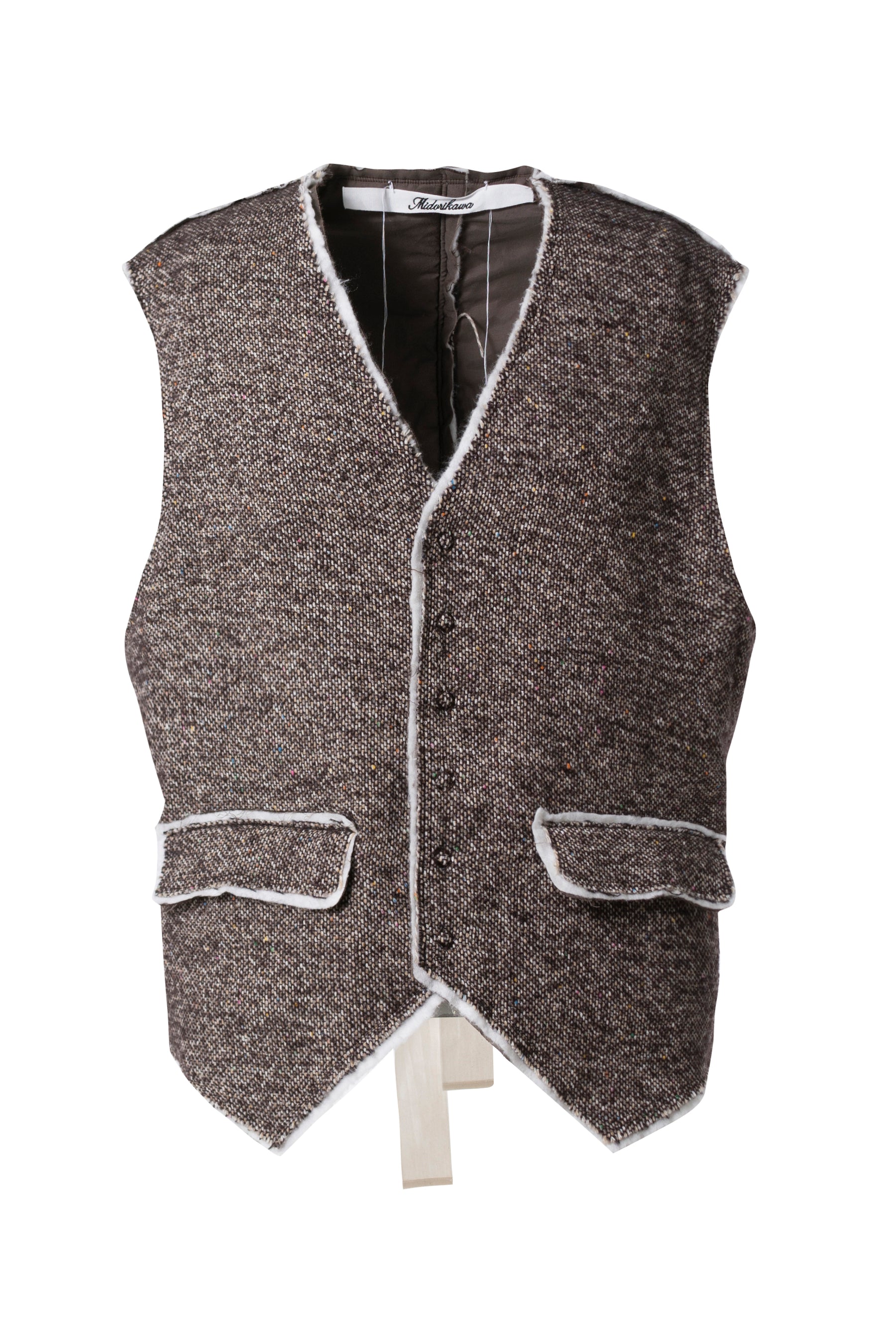 MIDORIKAWA SILK WOOL BELTED VEST ブラウンご検討よろしくお願いし 