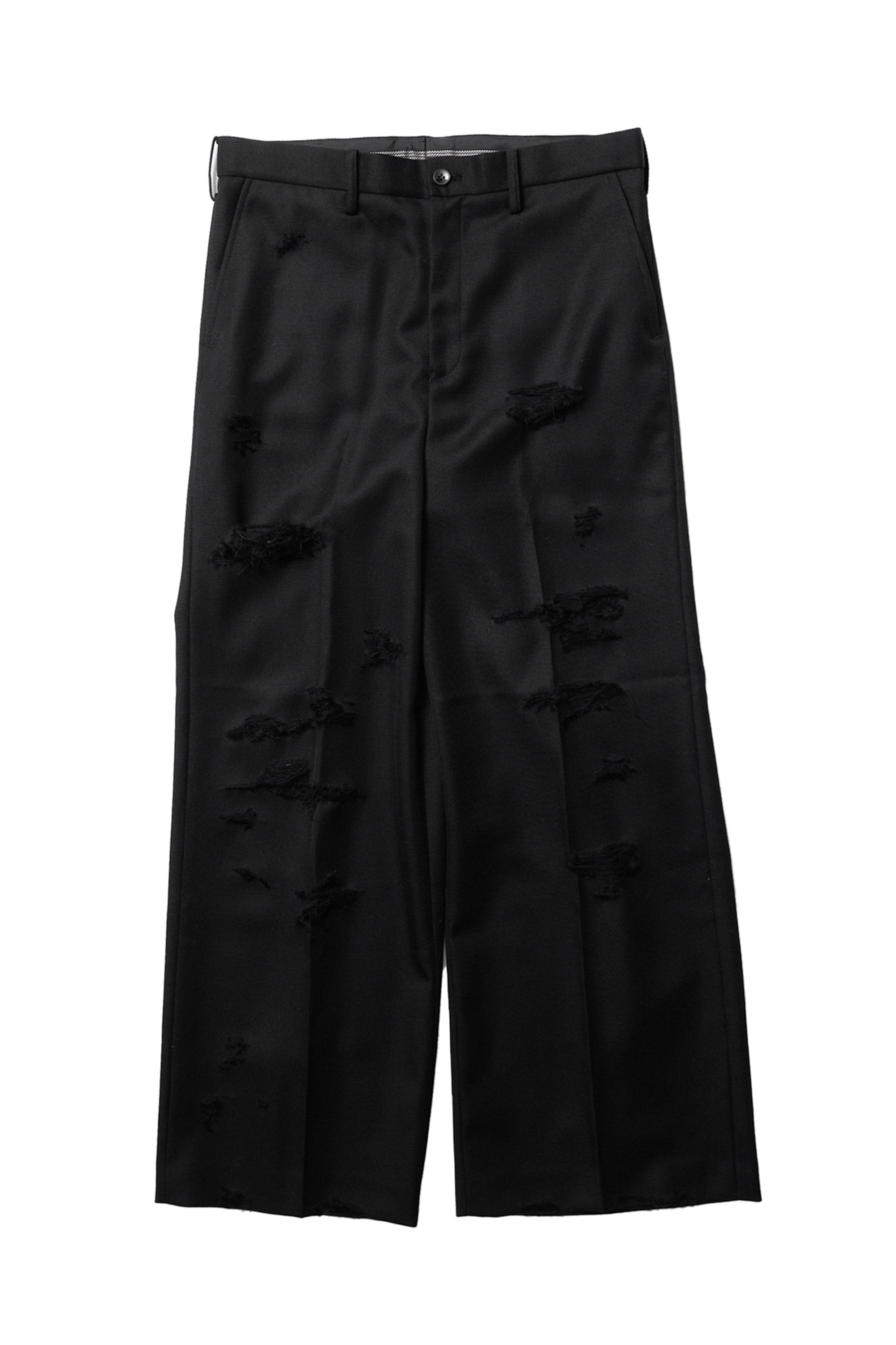 doublet SS23 DESTROYED WIDE TROUSERS / BLK - NUBIAN