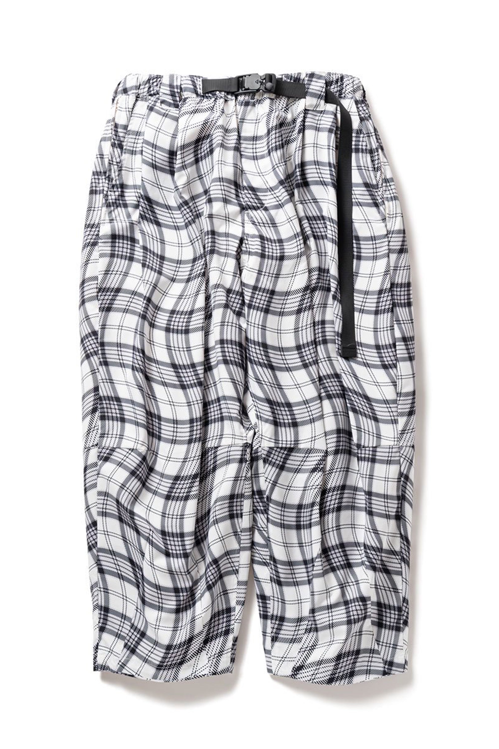 TIGHTBOOTH SS23 WAVEY PLAID BALLOON PANTS / WHT