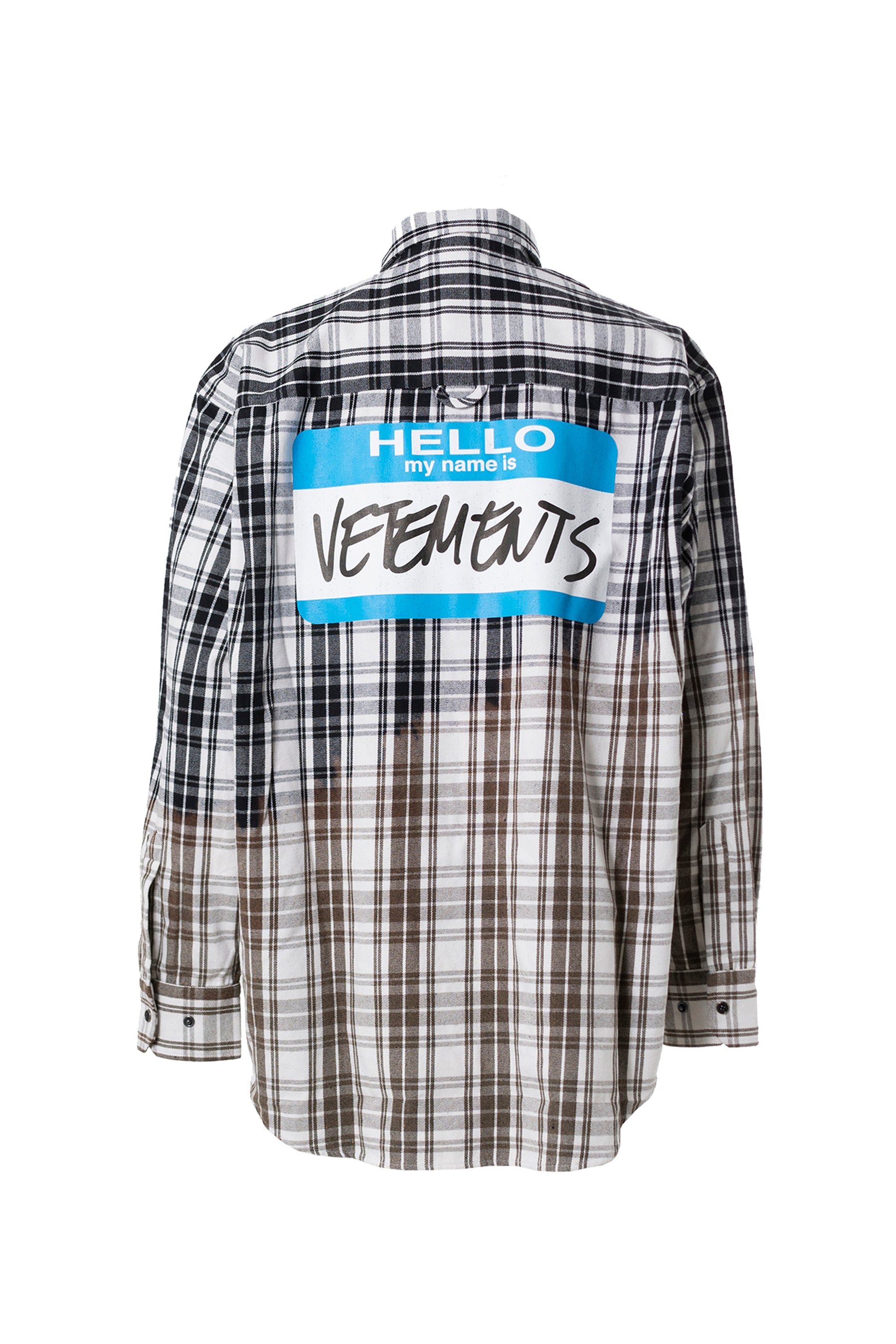 BLEACHED MY NAME IS VETEMENTS FLANNEL SHIRT / WHT