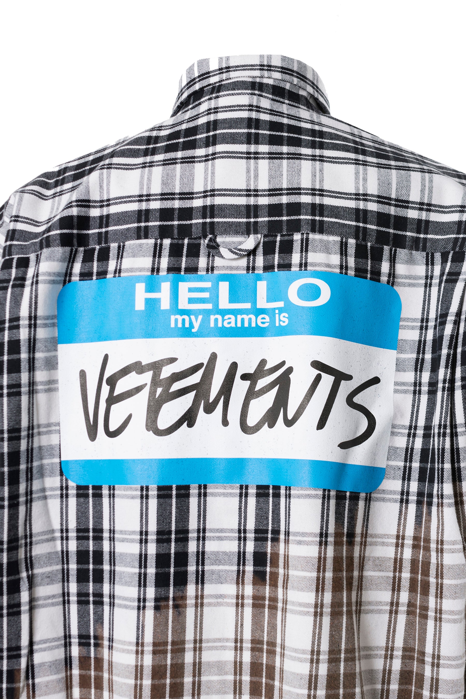 BLEACHED MY NAME IS VETEMENTS FLANNEL SHIRT / WHT
