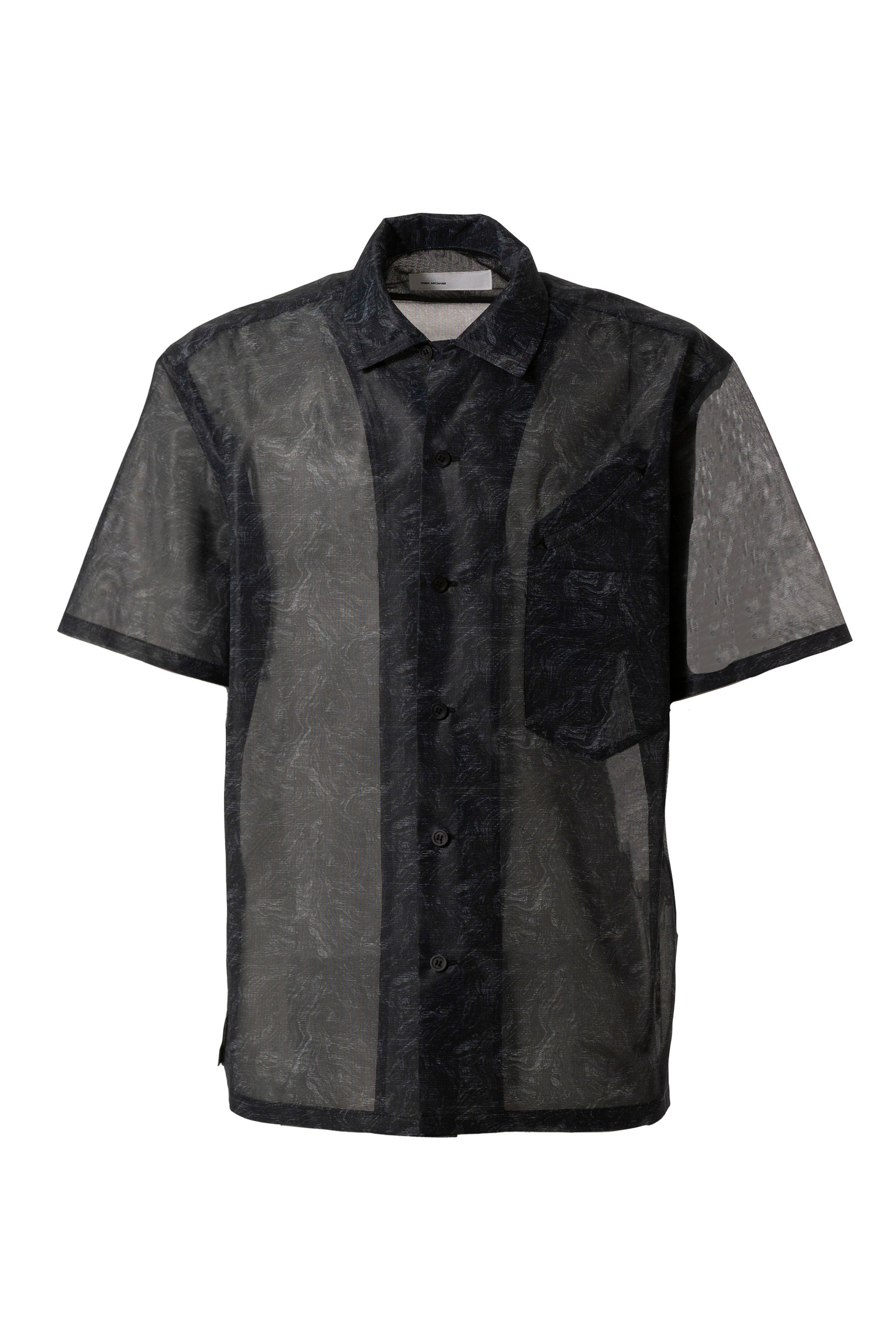 TOGA ARCHIVES SS23 MESH MARBLE PRINT S/S SHIRT / BLK - NUBIAN